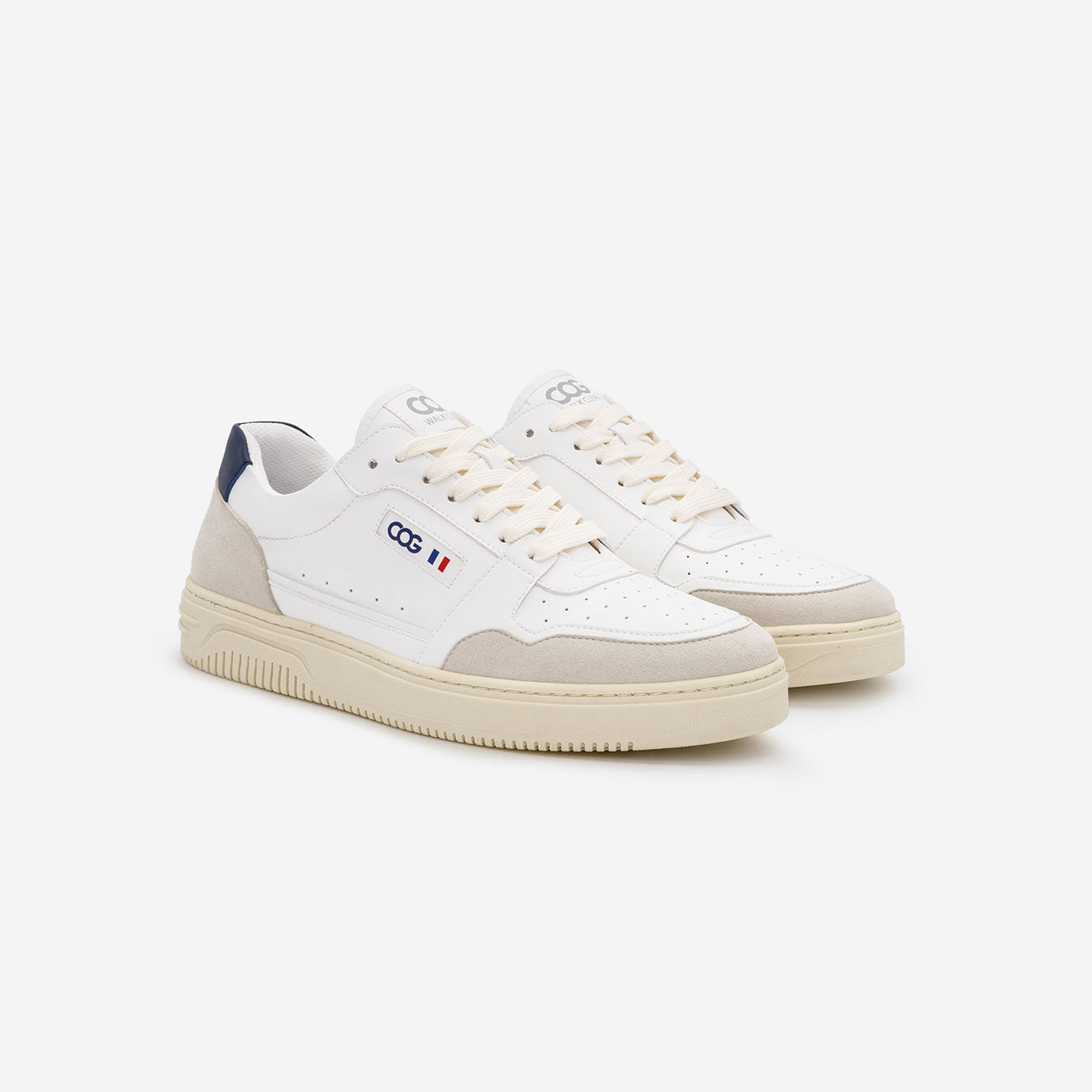 Able - White, Beige & Blue Vegan Corn Sneaker