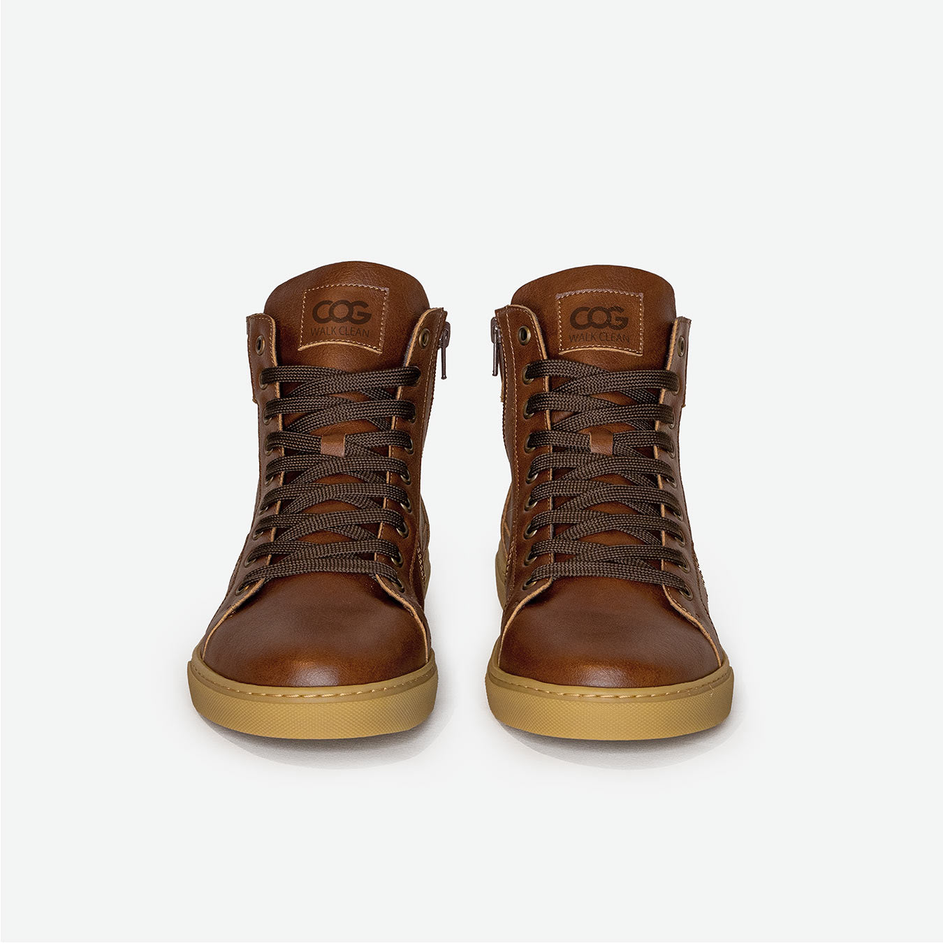 Wallace - Brown | Vegan High-Top Sneaker with Zipper