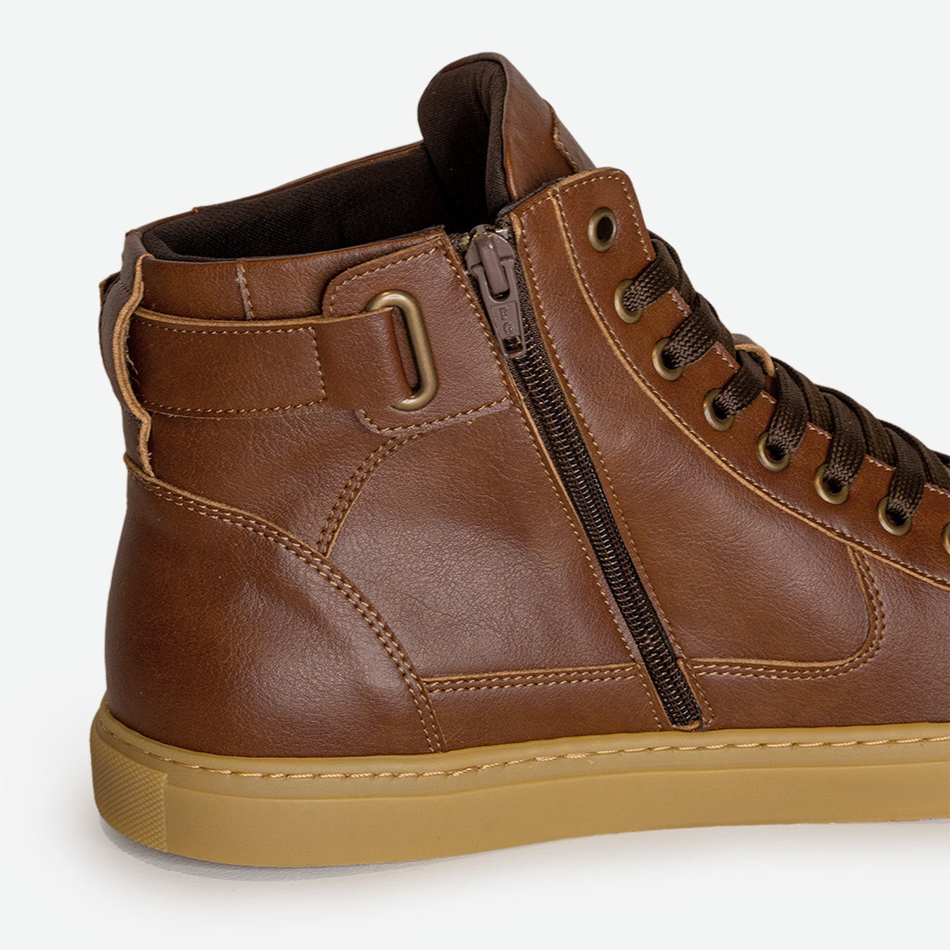 Wallace - Brown | Vegan High-Top Sneaker with Zipper