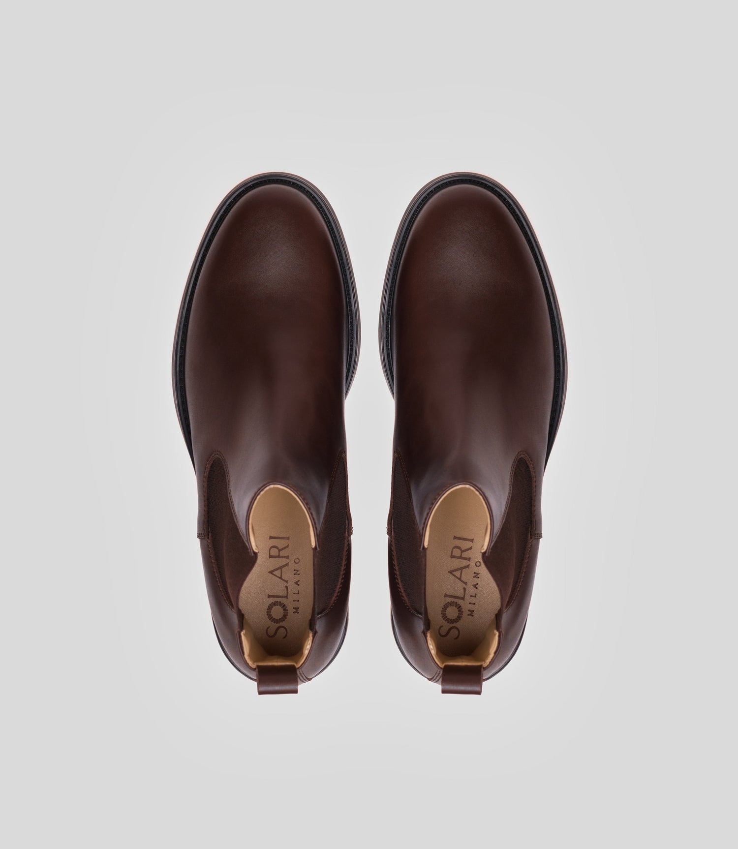 Vegan Chelsea Boot - Men in dark brown leather, showcasing the top view with a sleek and stylish design.