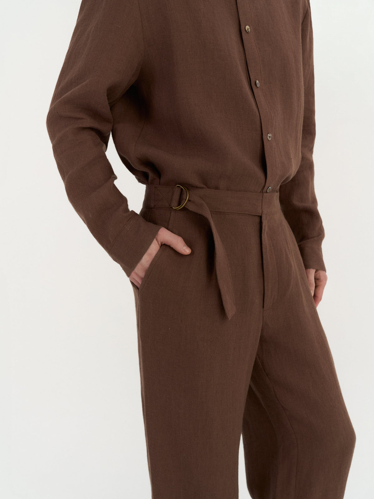 Enzo Pleated Men's Linen Trousers – Cacao by AmourLinen in European linen