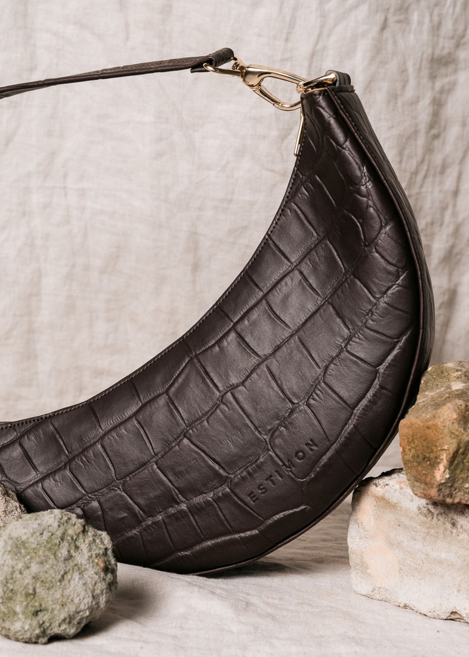 MINI HOBO BAG corn leather chocolate croco