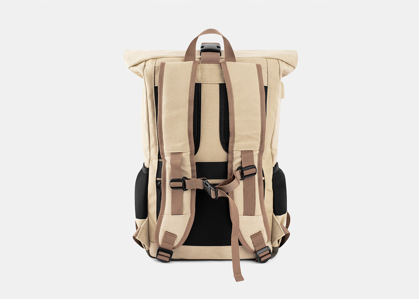 Everyday Hemp Rolltop Backpack in Beige and Green