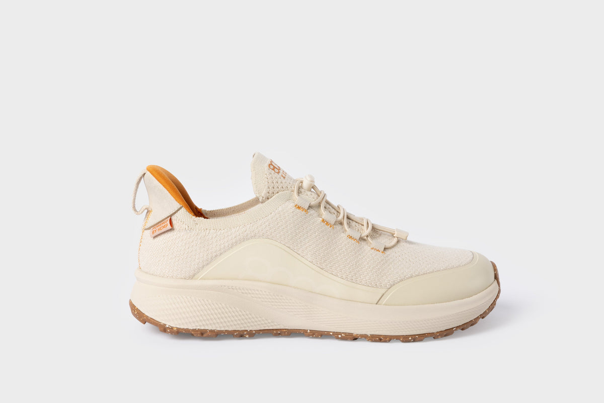 Shifter vegane Hanf-Wanderschuhe für Herren mit breiter Zehenbox in Beige – Seitenansicht