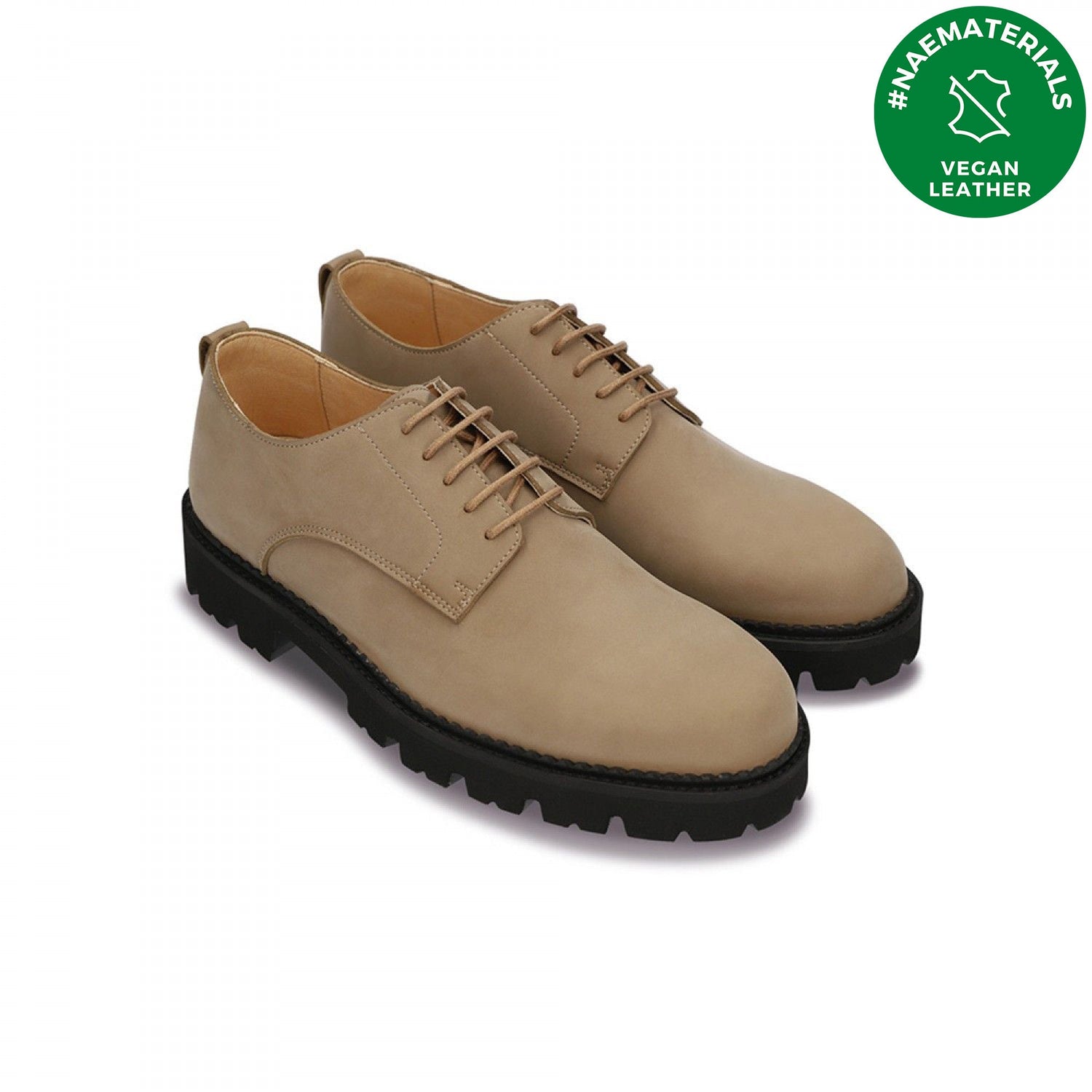 Vegan shoe flat derby casual smart ridged sole water resistant breathable lined