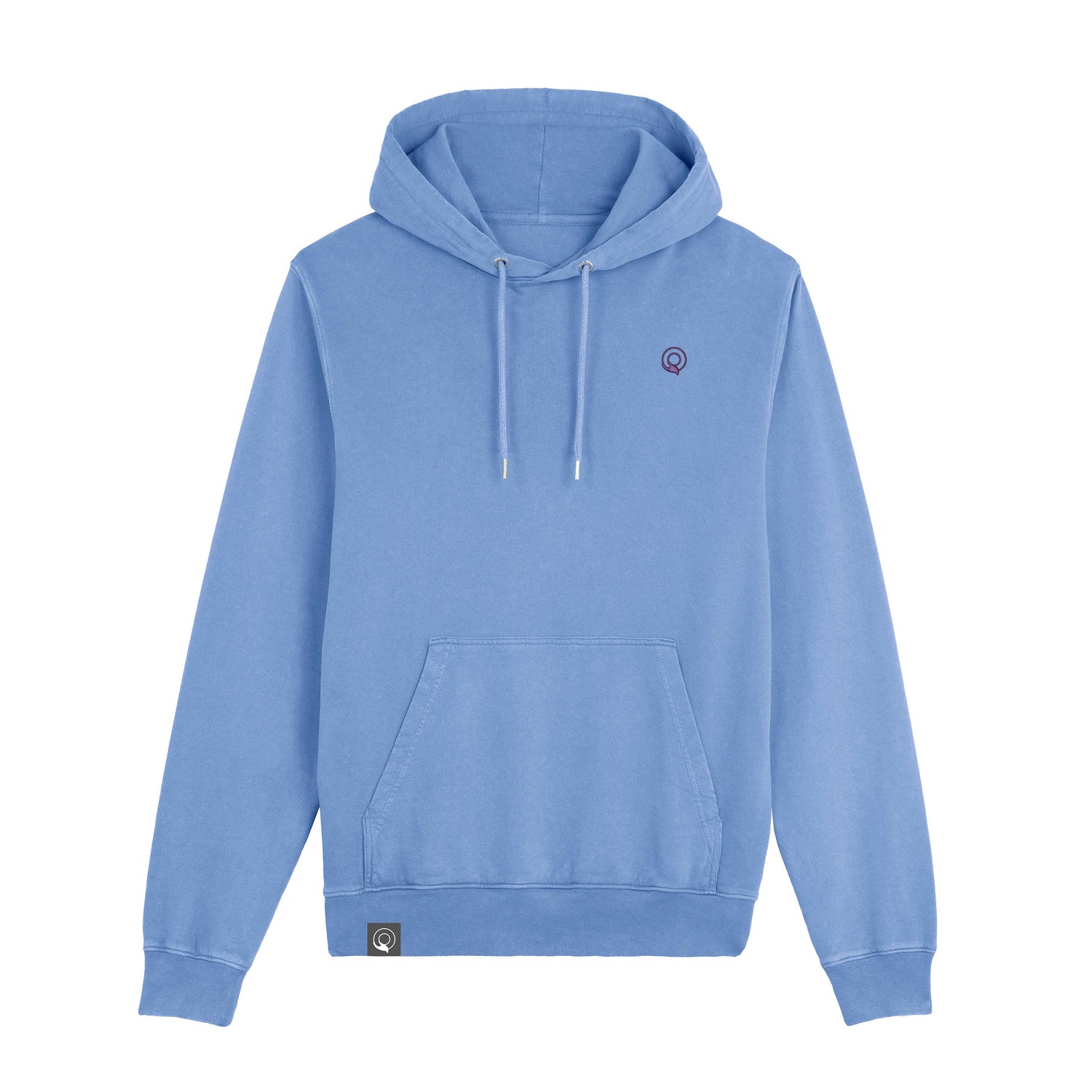 Light blue NEW WORLD GUARDIANS VINTAGE hoodie in 100% organic cotton, sustainable unisex washed look hoodie, 5 colors