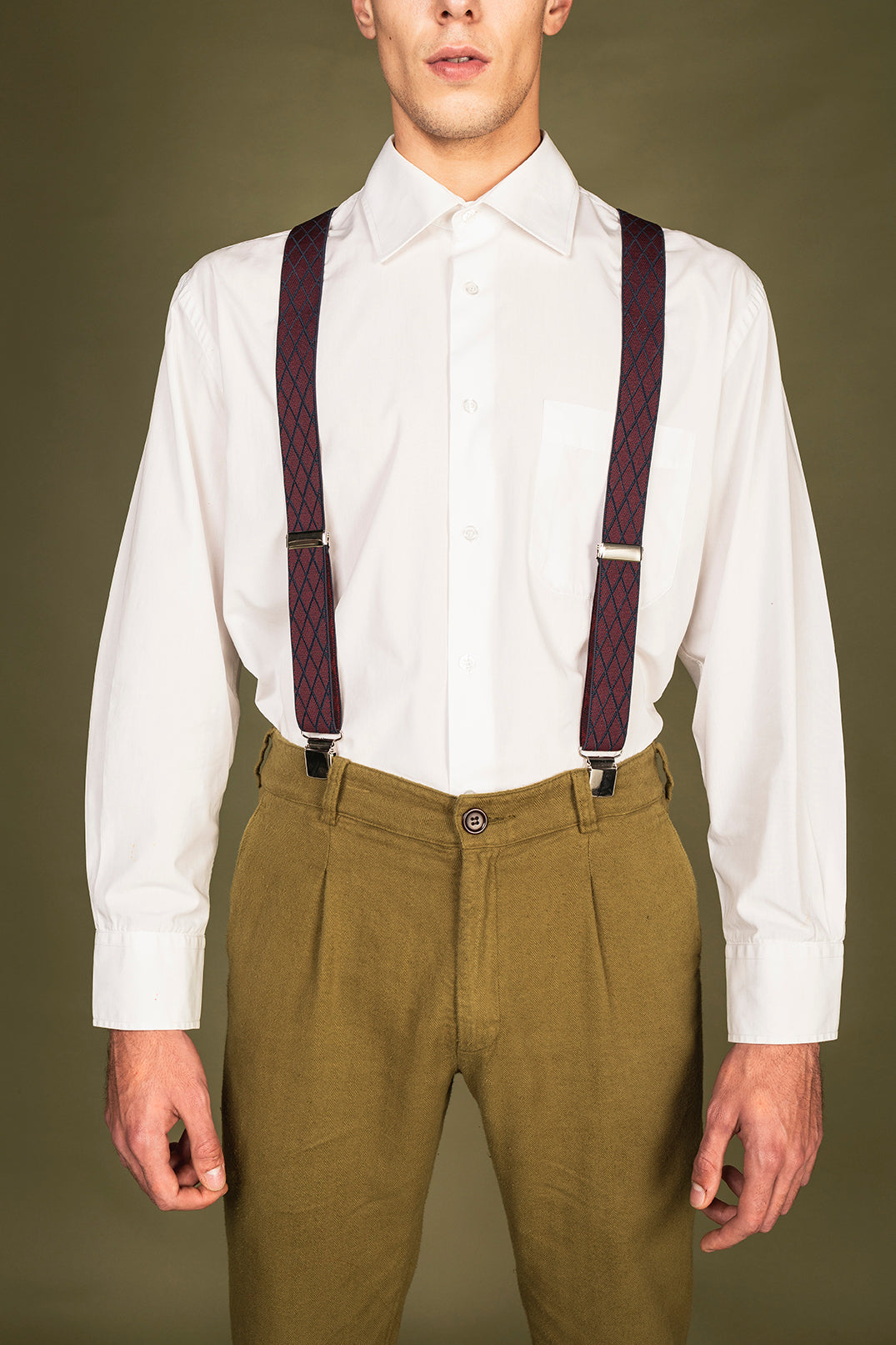 Elastic suspenders for men in Lycra Adjustable wearing shirt and pants | NAE Shop