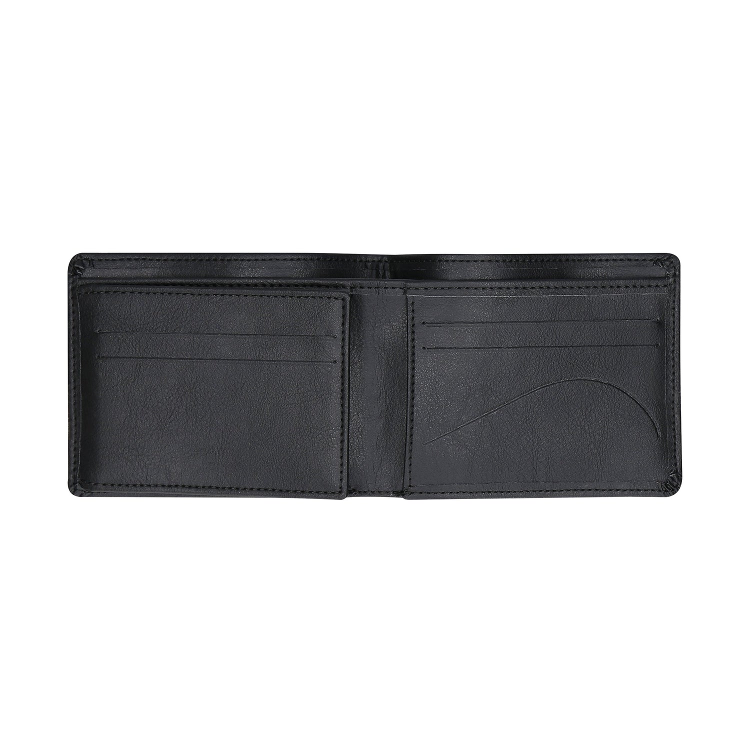 Vegan black wallet bifold cardholder photo ID folding case inner divider compartment NAE