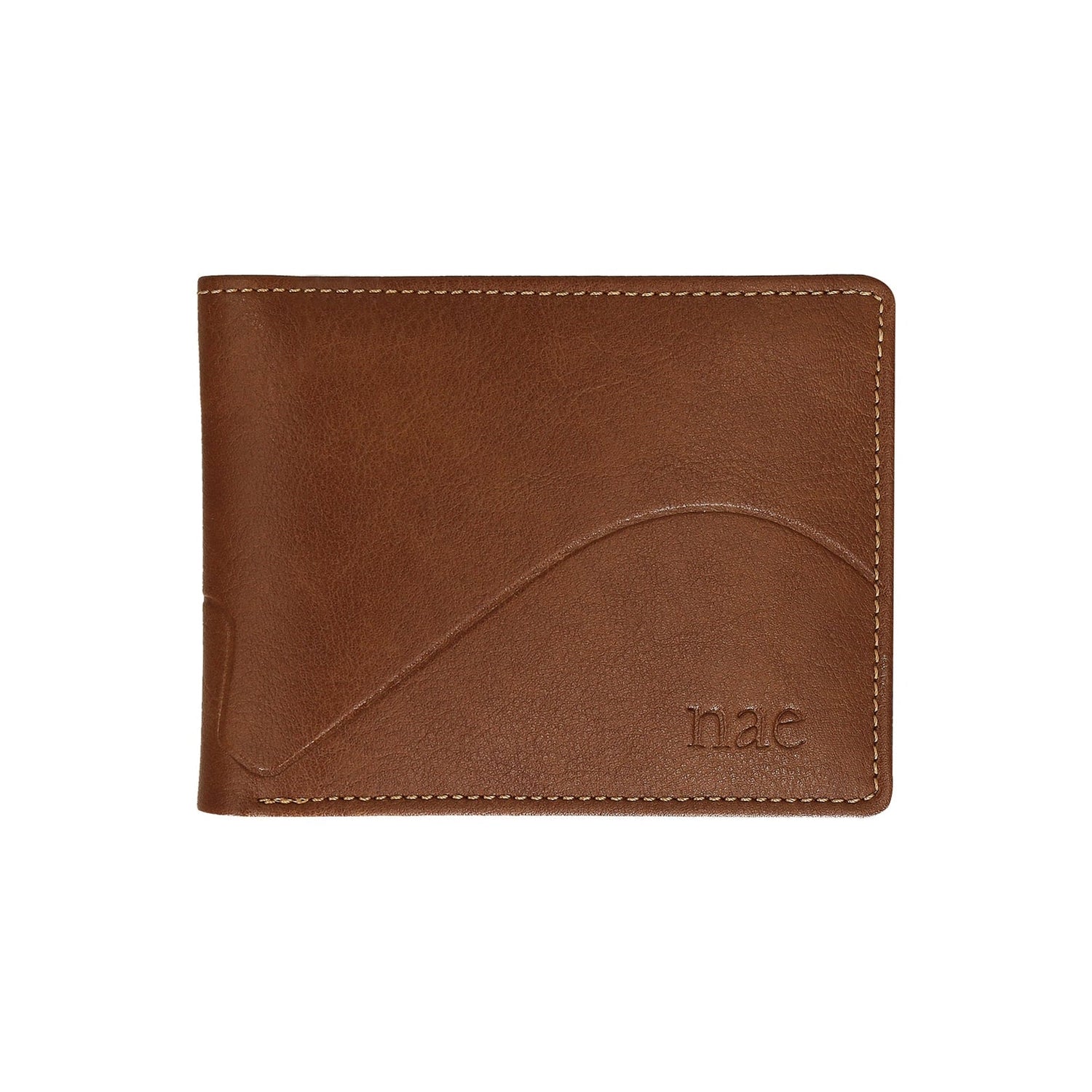 vegan wallet bifold brown sewn edges classic logo carved NAE Vegan Shoes
