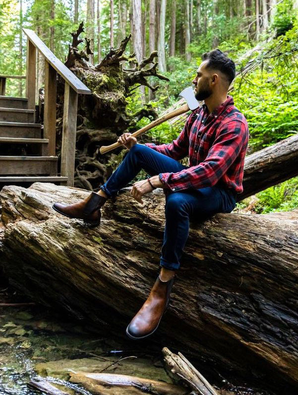 lifestyle vegan boots on the woods