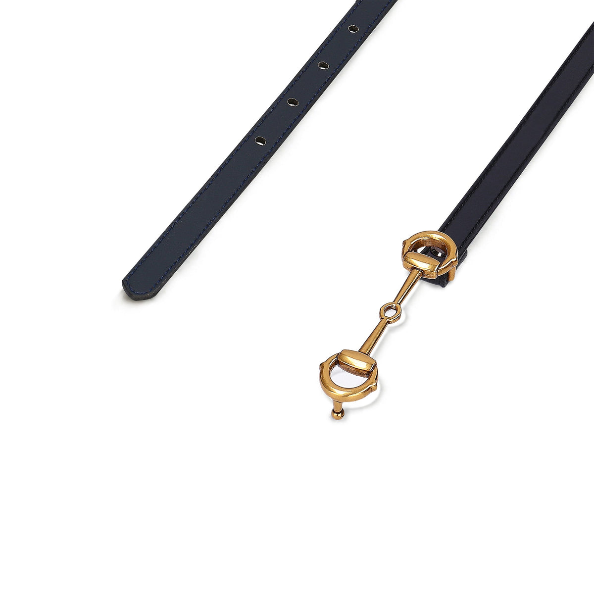BISBAL Black women's vegan belt with gold-tone buckle – close-up detail