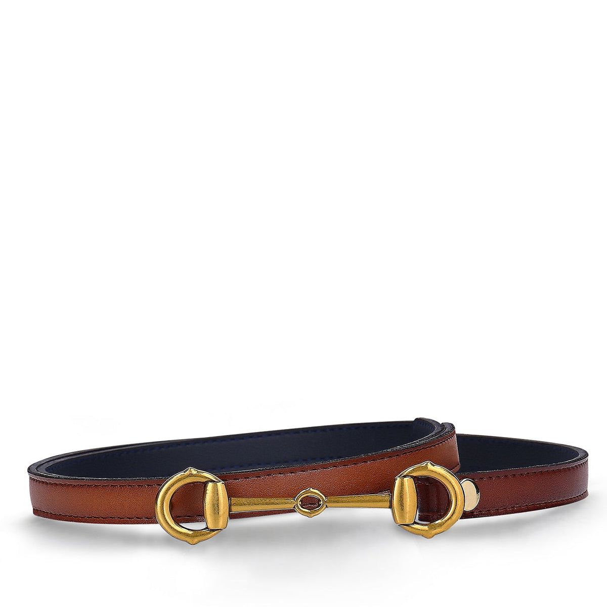 BISBAL Brown women's vegan belt in Desserto® cactus material – front view