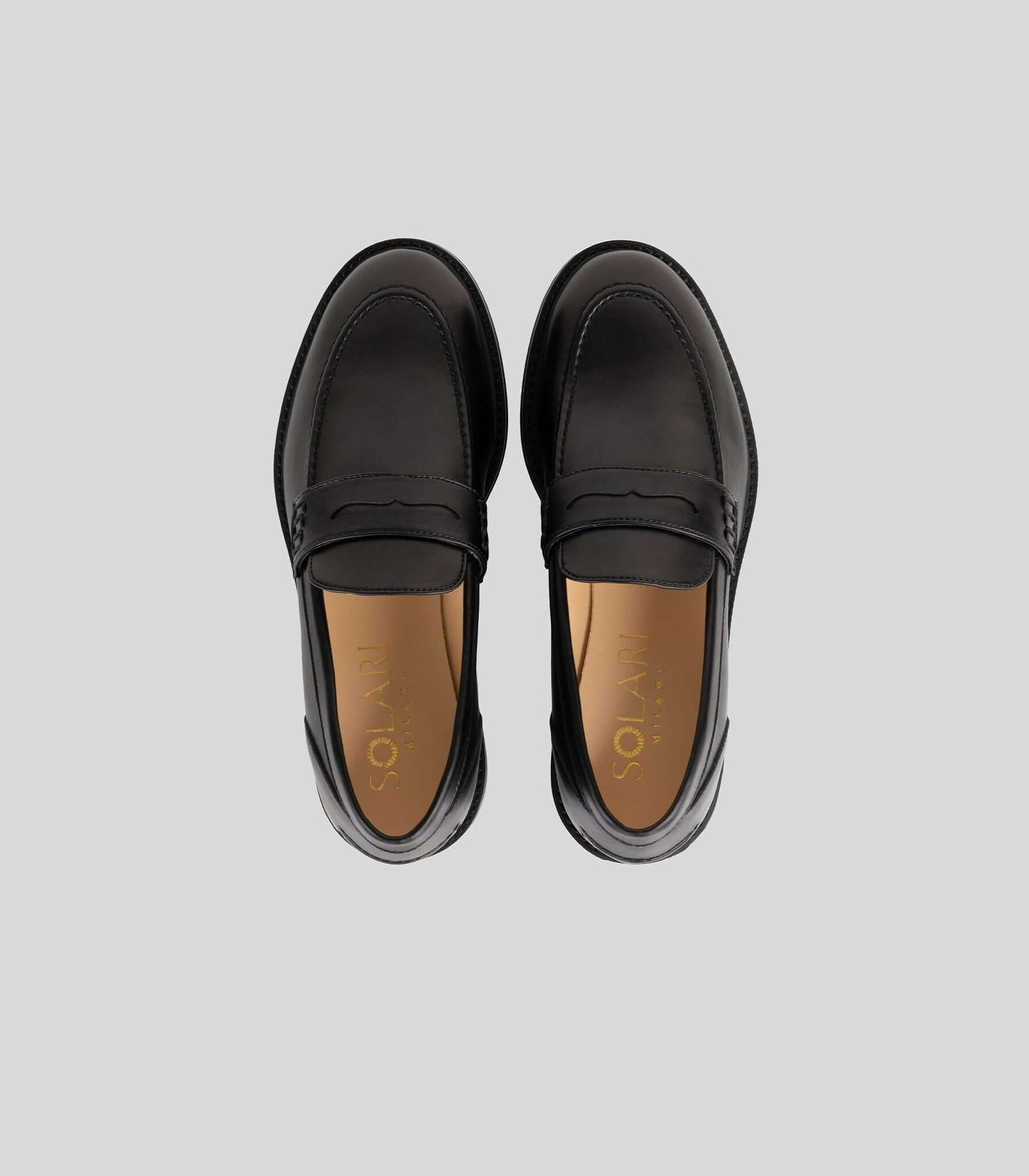 Black vegan loafer for women by Solari Milano, front view