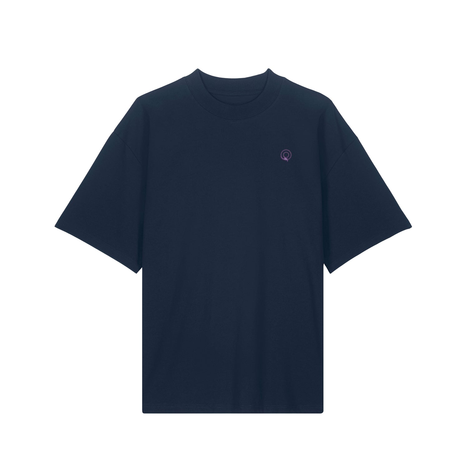 Front view of the french navy oversized unisex t-shirt – sustainable and ethically made fashion by New World Guardians.