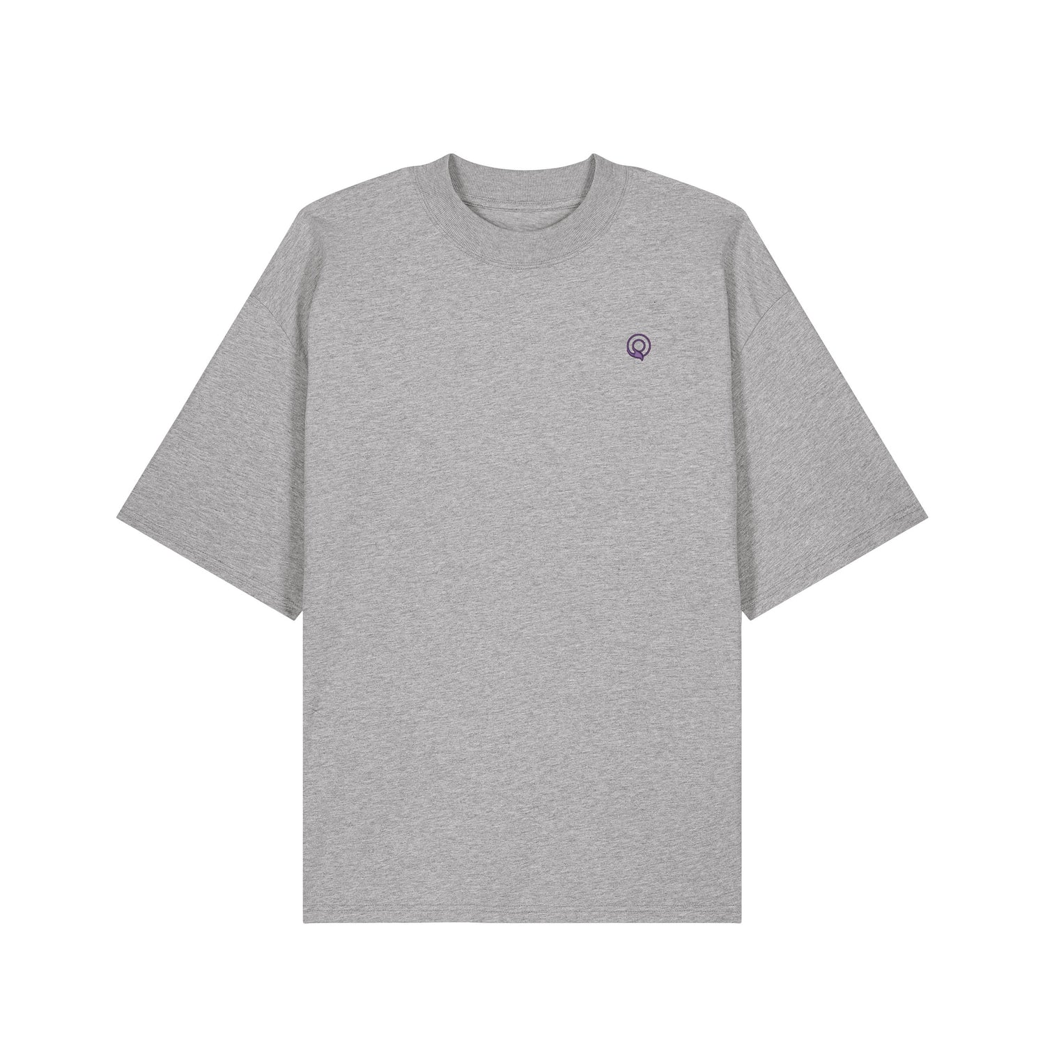 Front view of the heather grey oversized unisex t-shirt – sustainable and ethically made fashion by New World Guardians.