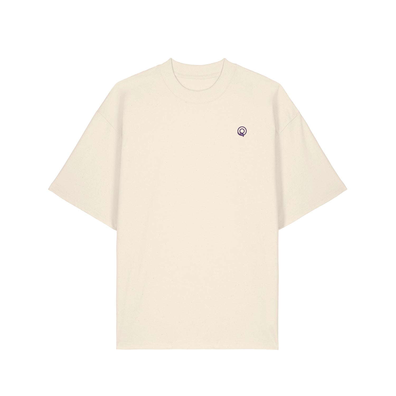 Front view of the natural raw oversized unisex t-shirt – sustainable and ethically made fashion by New World Guardians.