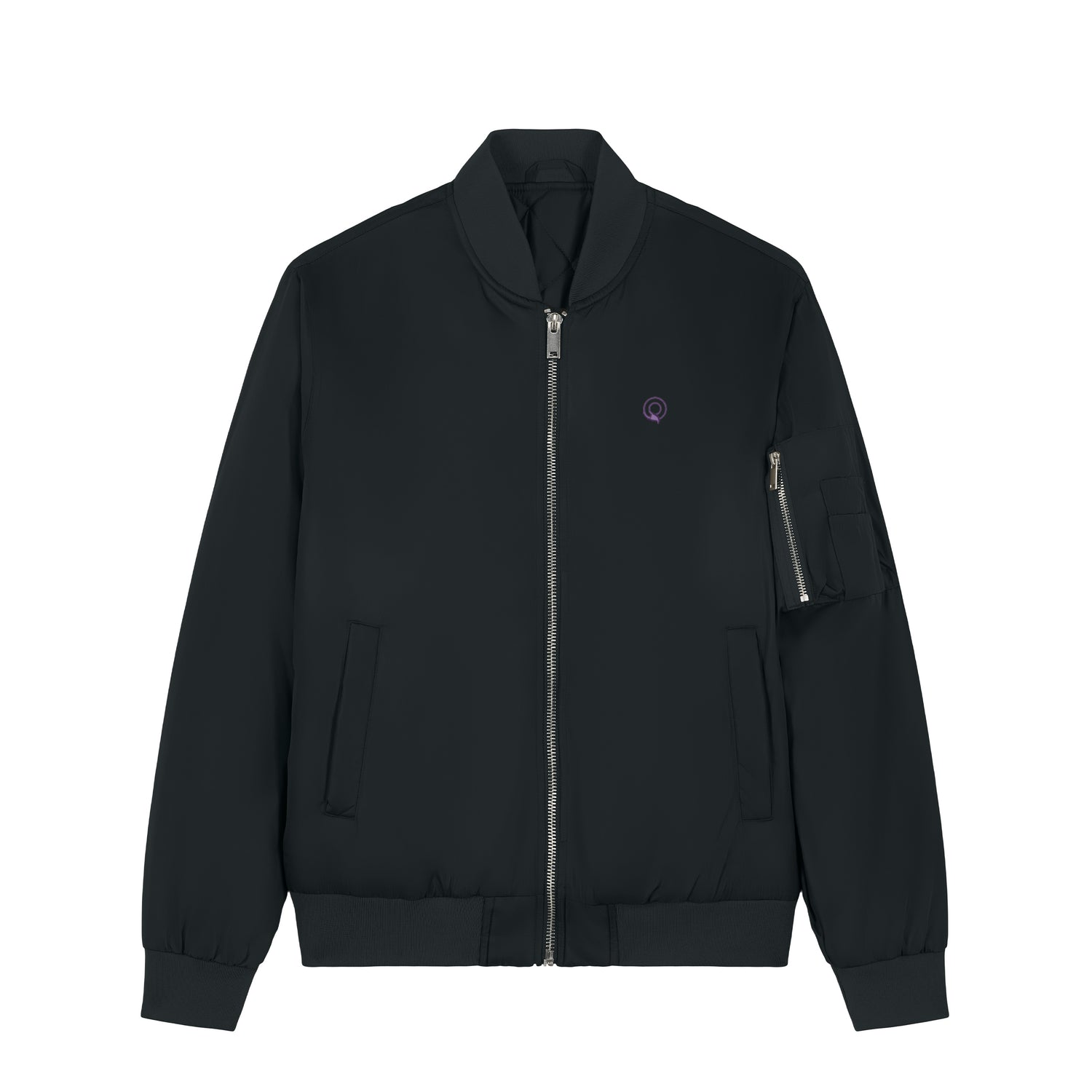 NEW WORLD GUARDIANS schwarze Unisex-Bomberjacke aus recyceltem Polyester, zeitlos, vegan und umweltfreundlich