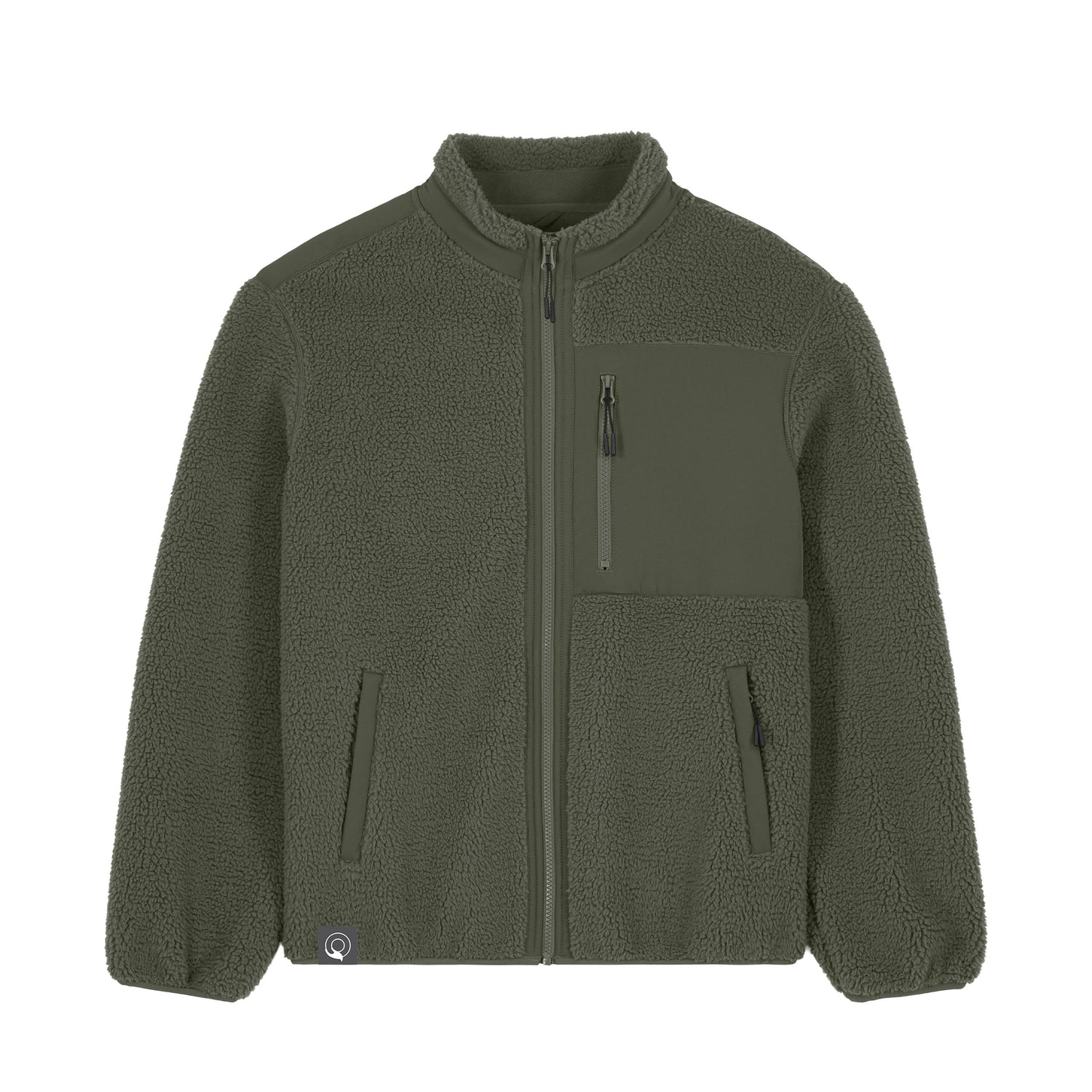 Sustainable recycled polyester sherpa jacket in green, anti-pilling finish, warm and durable NEW WORLD GUARDIANS design