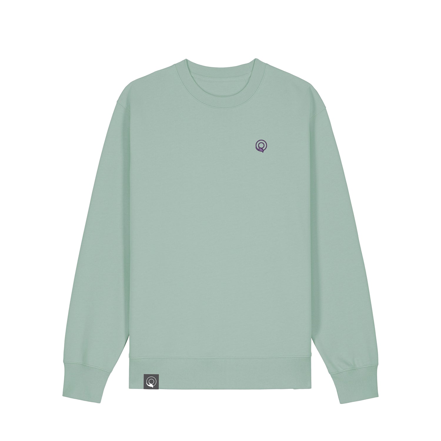 Aloe green relaxed fit sustainable sweater in organic cotton, eco-friendly unisex fashion basic, 20 colors