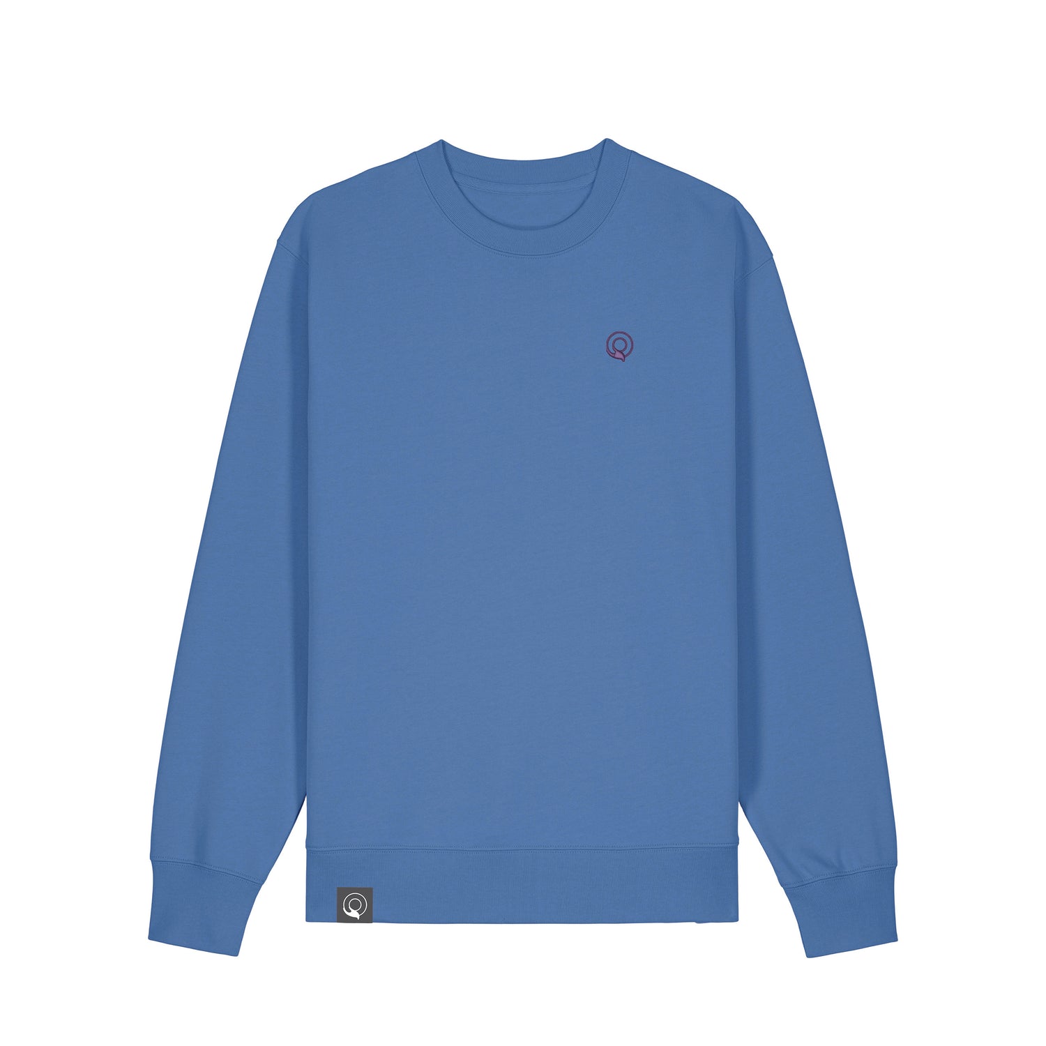 Blauer nachhaltiger Sweater in Biobaumwolle und hochwertiger Verarbeitung, vegan und tierleidfrei