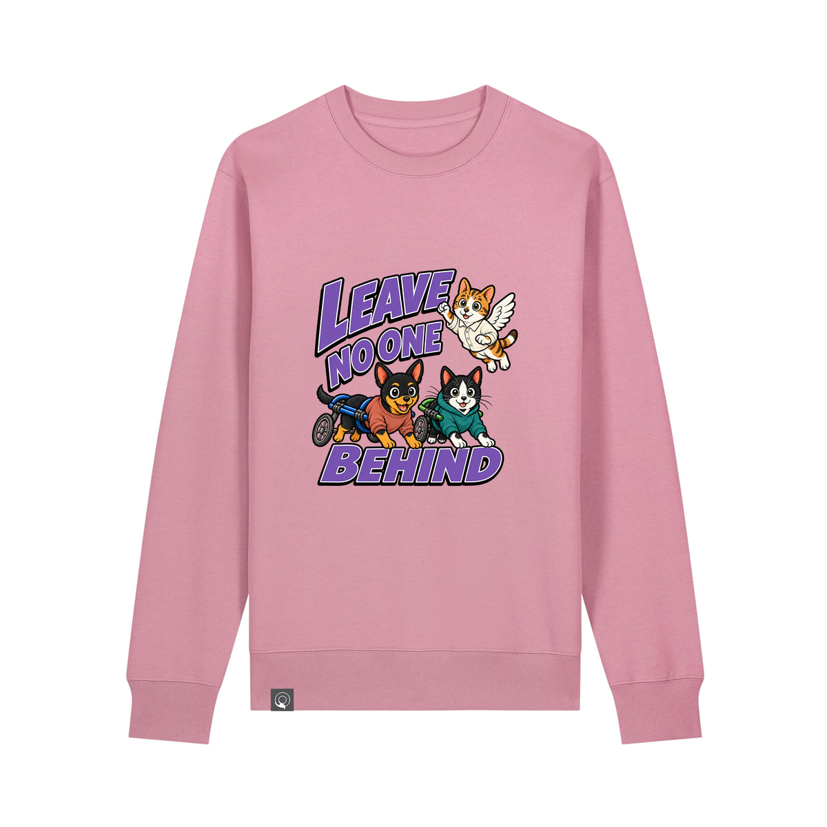 NEW WORLD GUARDIANS Leave No One Behind unisex organic cotton sweatshirt in lilac – front view