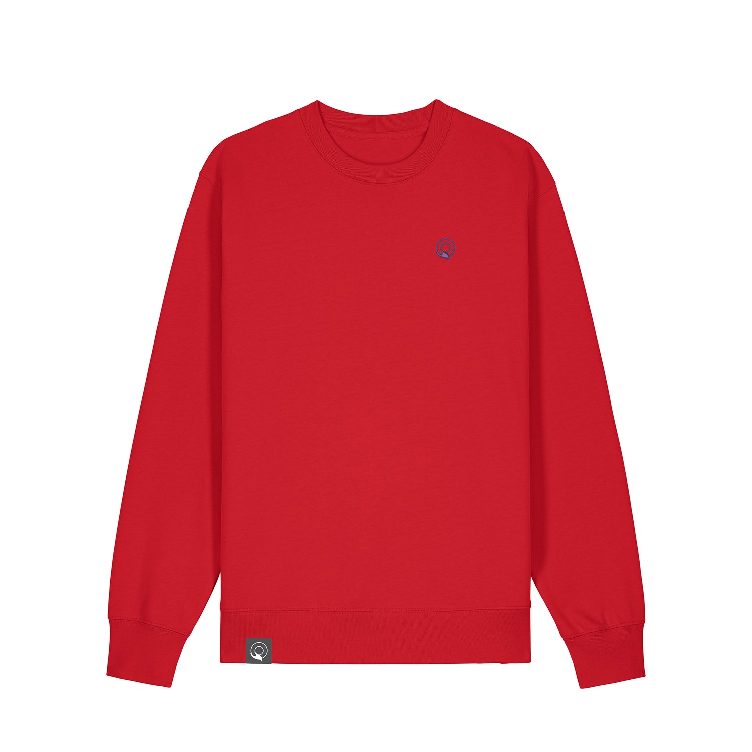 Red soft and breathable IMPACT sweater, organic cotton unisex crewneck, available in 20 rich colors