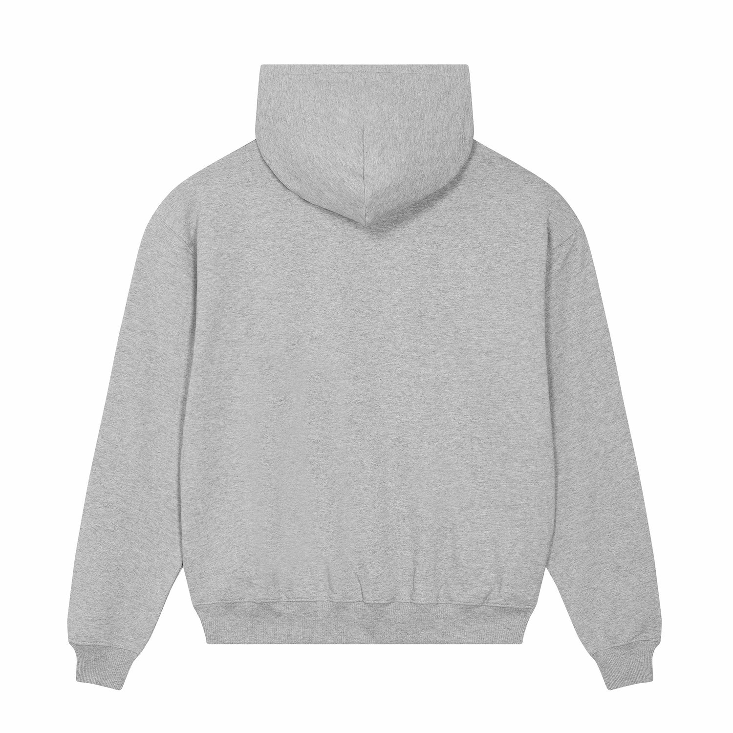 Back view of the dry heather grey hoodie with art print, made from 100% organic cotton – sustainable and ethically made fashion by New World Guardians.