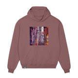 Front view of the kaffa coffee brown hoodie with art print, made from 100% organic cotton – sustainable and ethically made fashion by New World Guardians.