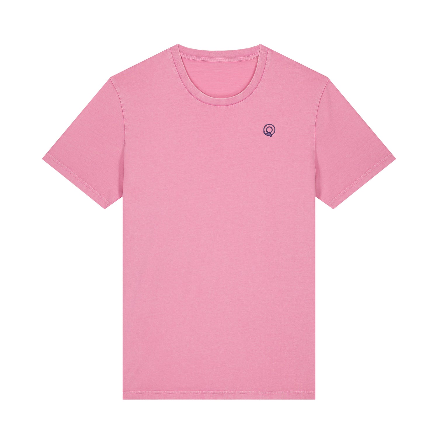 Front view of vintage-style bubble pink t-shirt made from sustainable organic cotton – eco-friendly fashion by New World Guardians