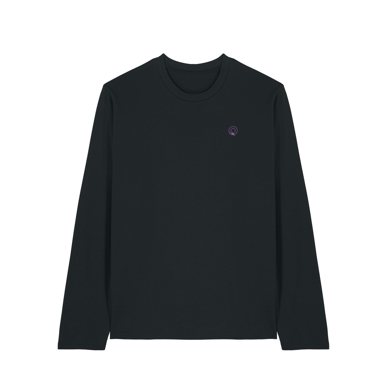 Front view of the  black long sleeve shirt – sustainable and ethically made fashion by New World Guardians.