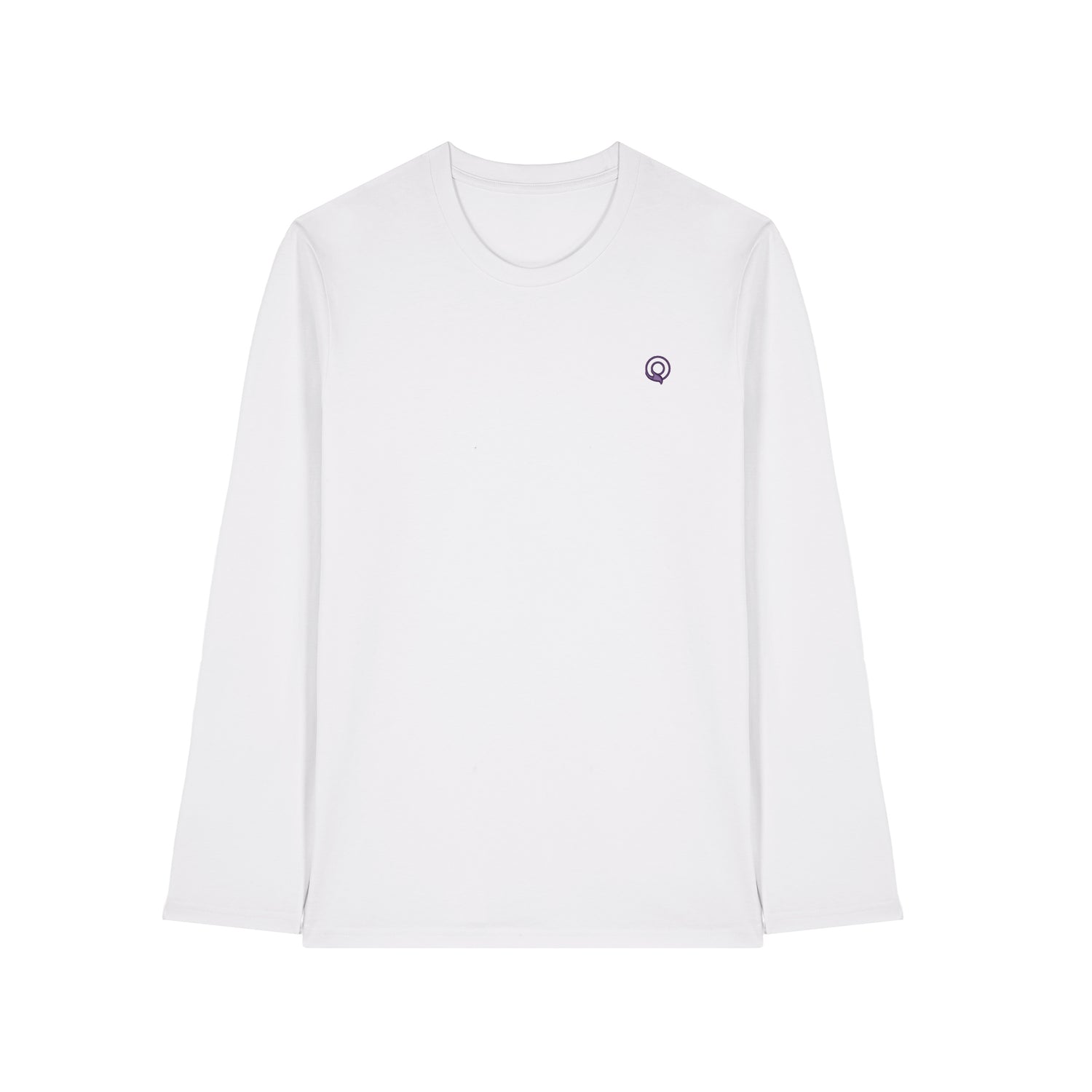Front view of the white long sleeve shirt – sustainable and ethically made fashion by New World Guardians.