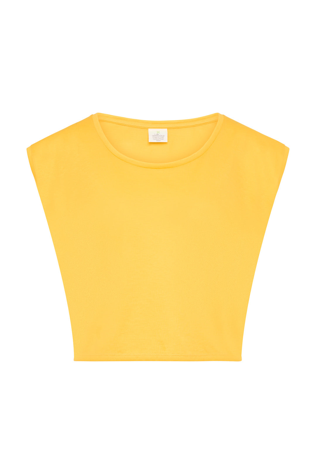 Premium GOTS certified organic cotton Pilates & Yoga cropped top in Sunshine Yellow - For circular economy and mindful movement