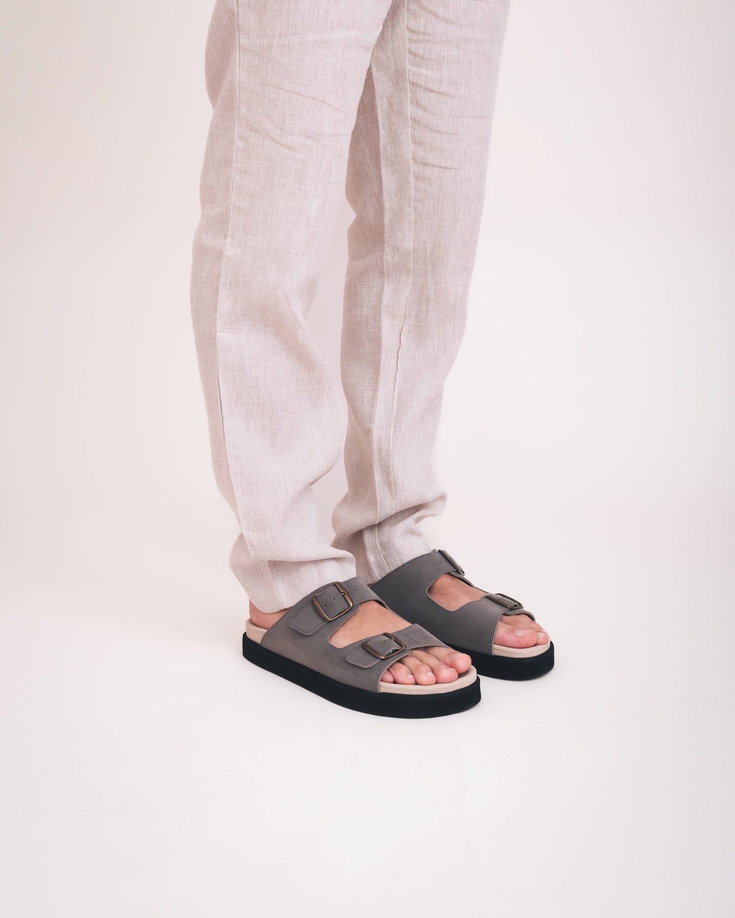 Sandali vegani unisex due fasce fibbie suola spessa comfort urbano