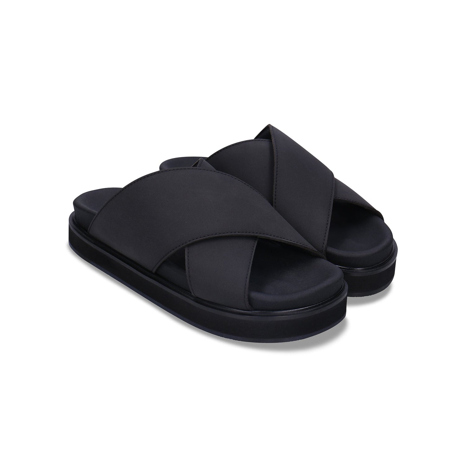DAVU Black Vegan Sandals with Criss-Cross Straps