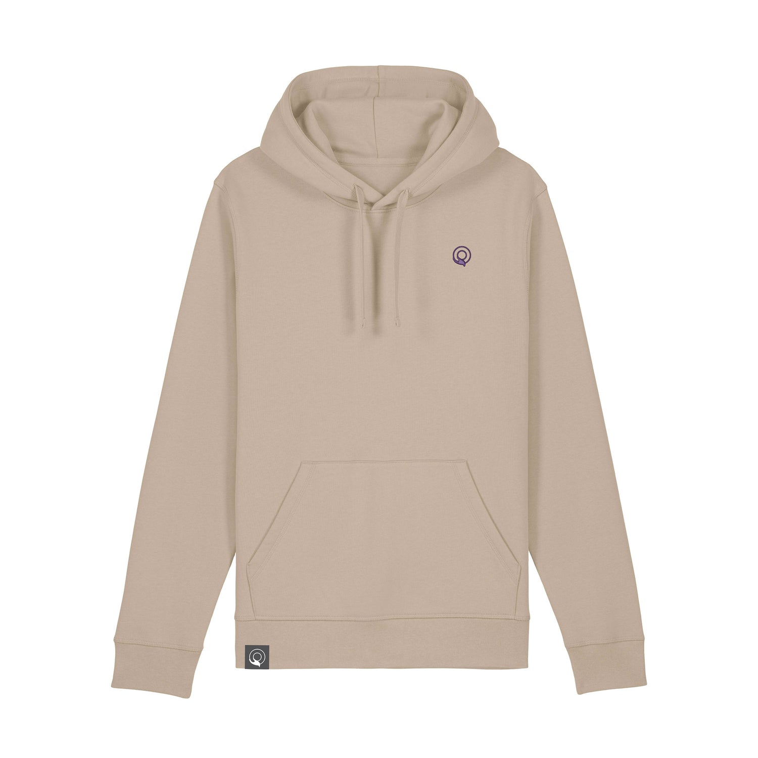 Light brown comfortable unisex hoodie made from GOTS-certified organic cotton and GRS recycled polyester, 16 versatile colors