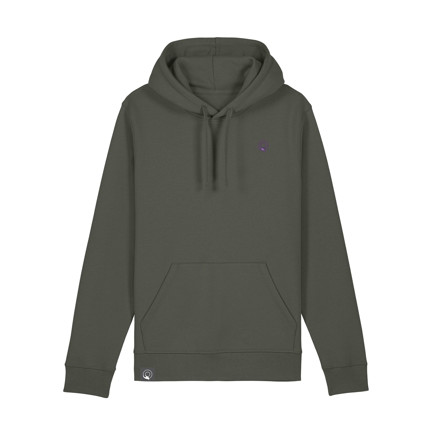 Khaki green organic cotton and recycled polyester hoodie with timeless design, sustainable everyday unisex fashion