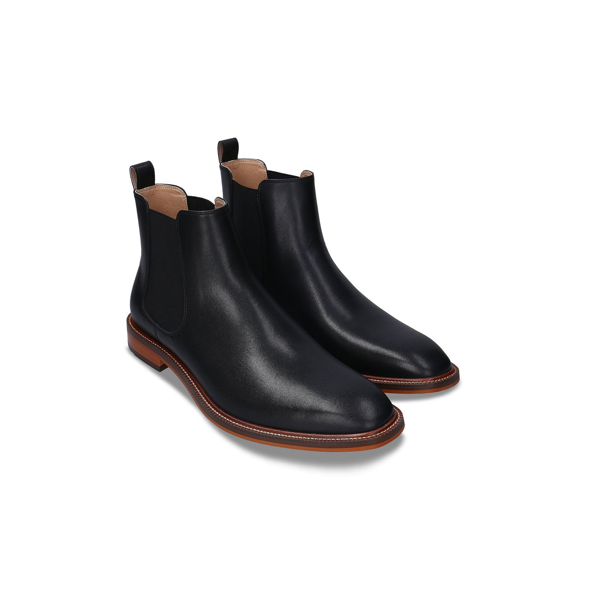 DUNCAN Schwarzes veganes Chelsea-Stiefelpaar – veganer Herrenstiefel ganz in Schwarz mit elastischen Seiteneinsätzen