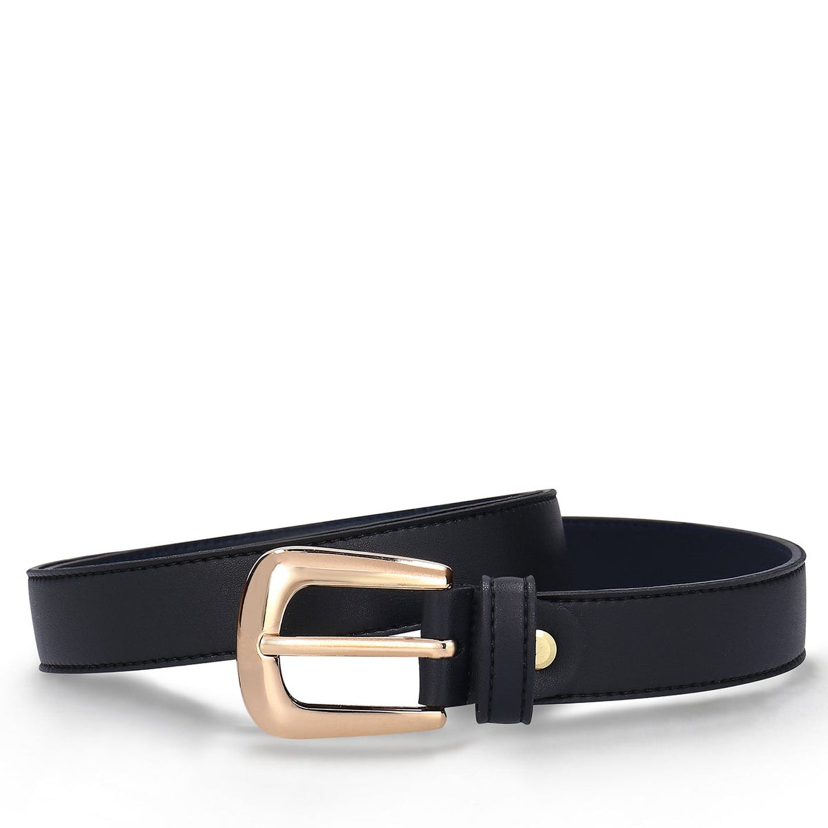 GARRIGA Black women's vegan belt in Desserto® cactus material – front view