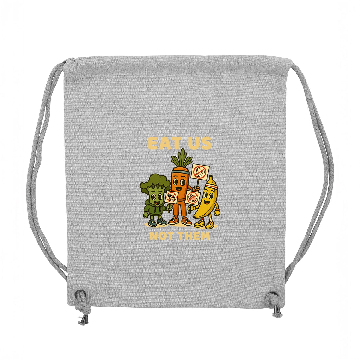 Vegan Rebel Gym Bag in Grey – Recycled Cotton Drawstring Bag from Roots for Our Future