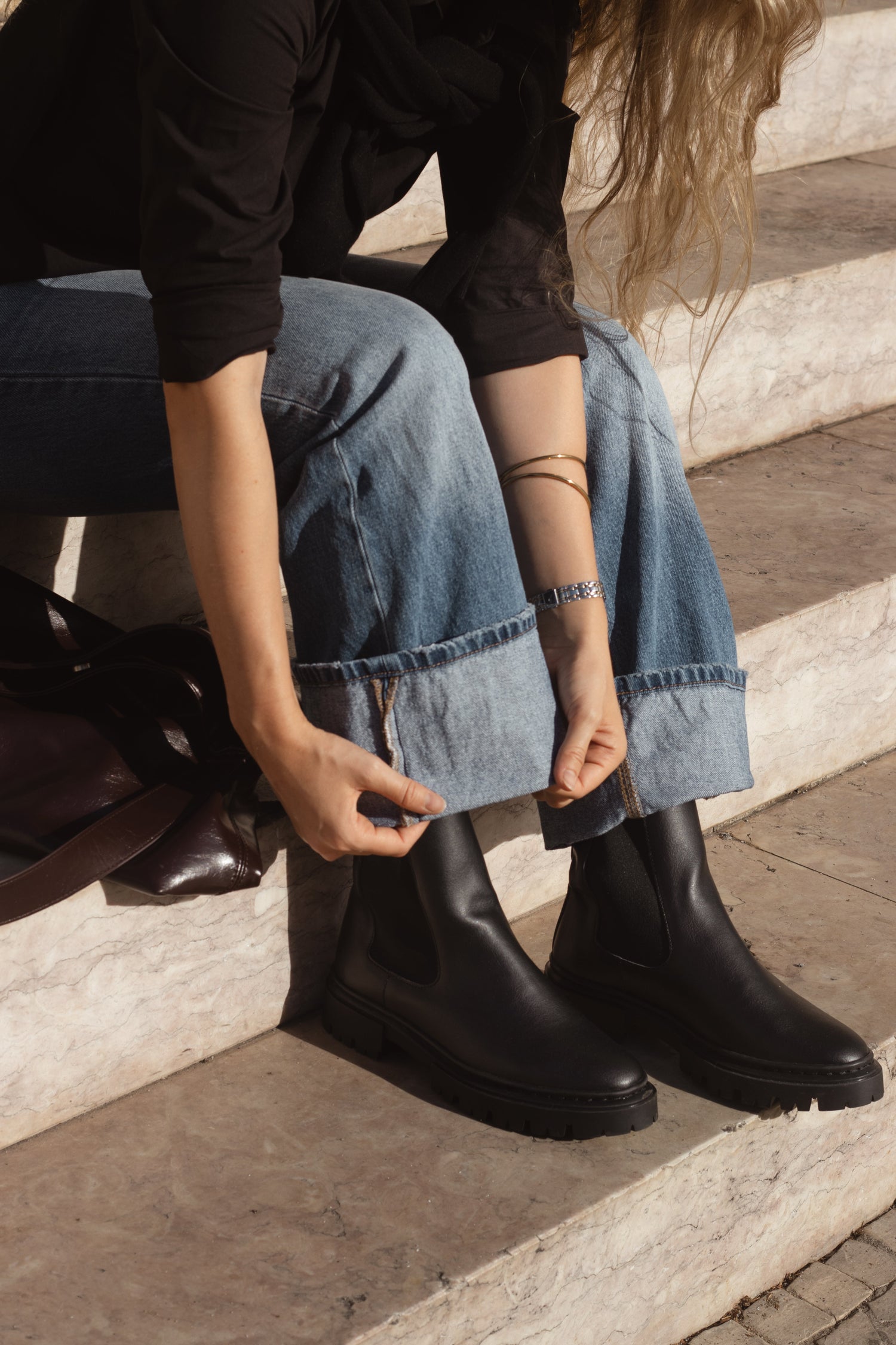 VIKKY Black Vegan Chelsea Boots | Mid-Calf Ankle Boots
