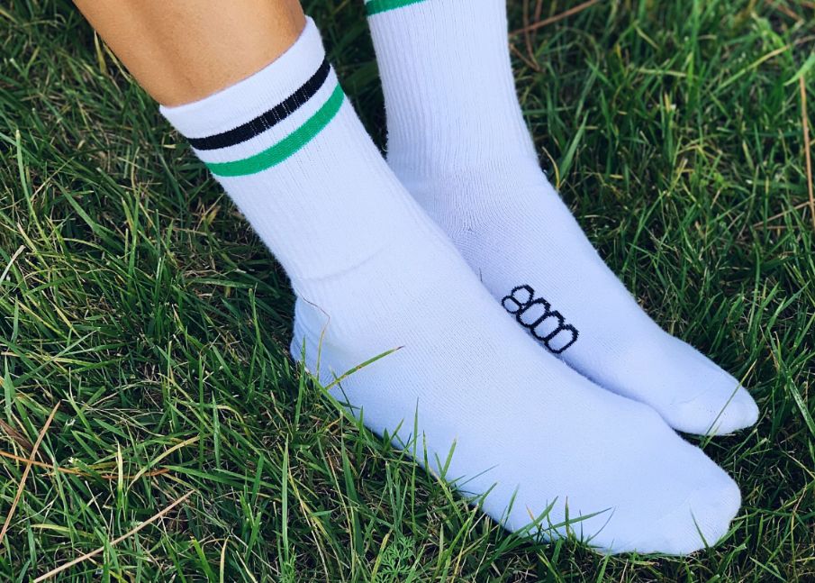 Striped Hemp Socks in White