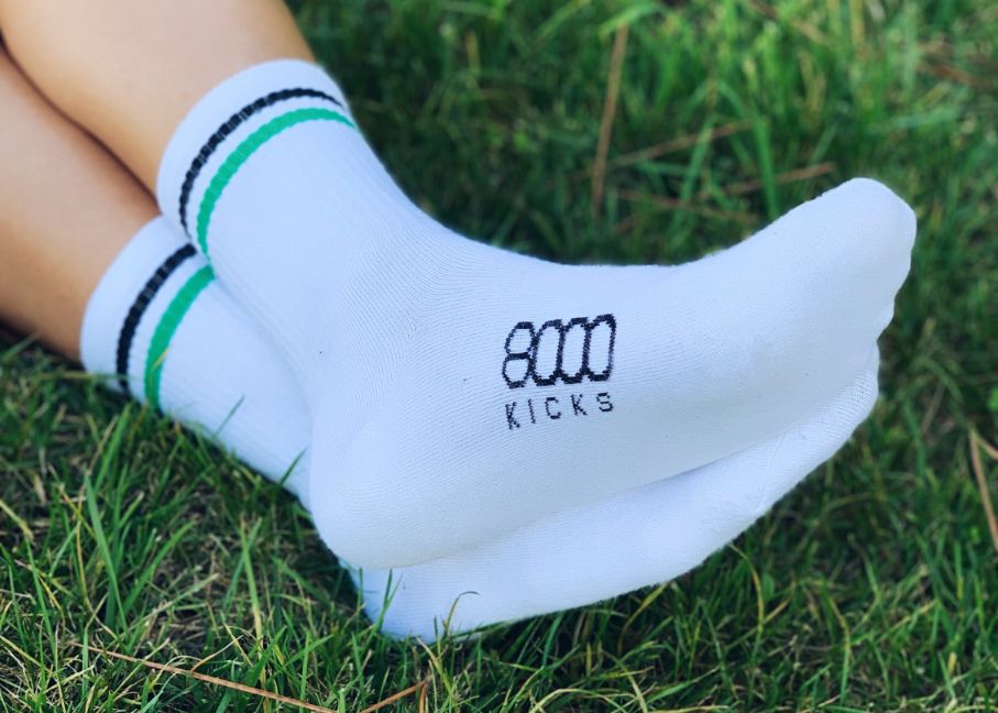 Striped Hemp Socks in White