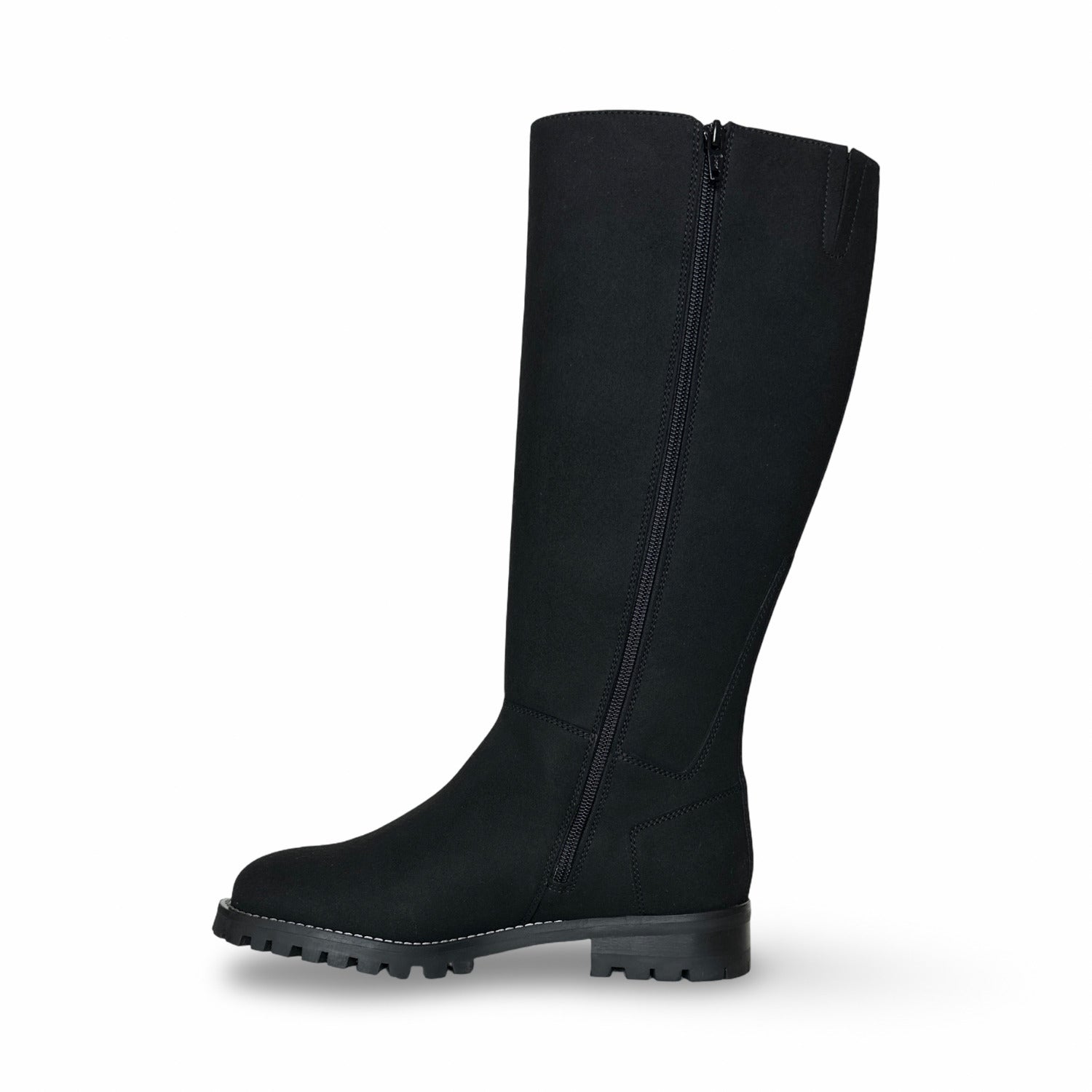 knee boots vegan flats high knee zipper casual office dress