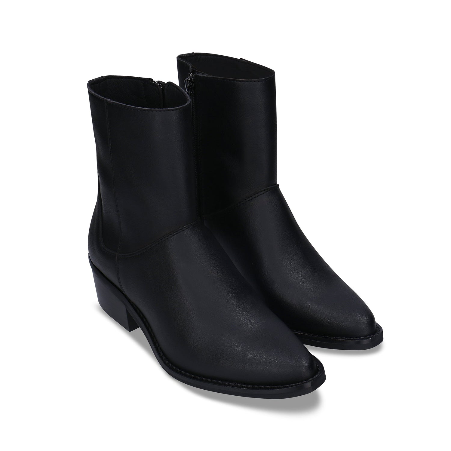 stivali vegani da donna neri eleganti con tacco e cerniera