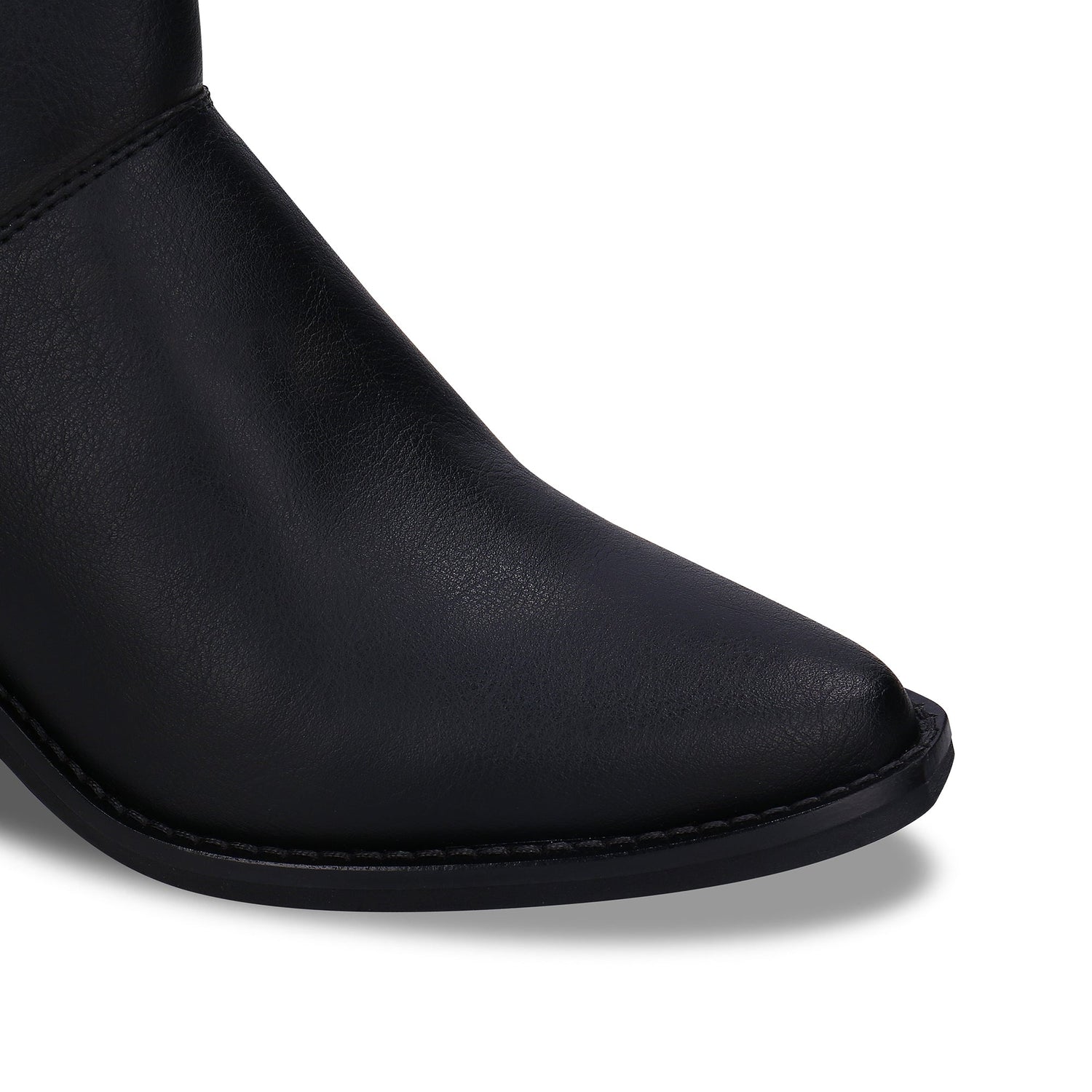 Elegante schwarze vegane Damenstiefel mit Absatz und ReiĂźverschluss