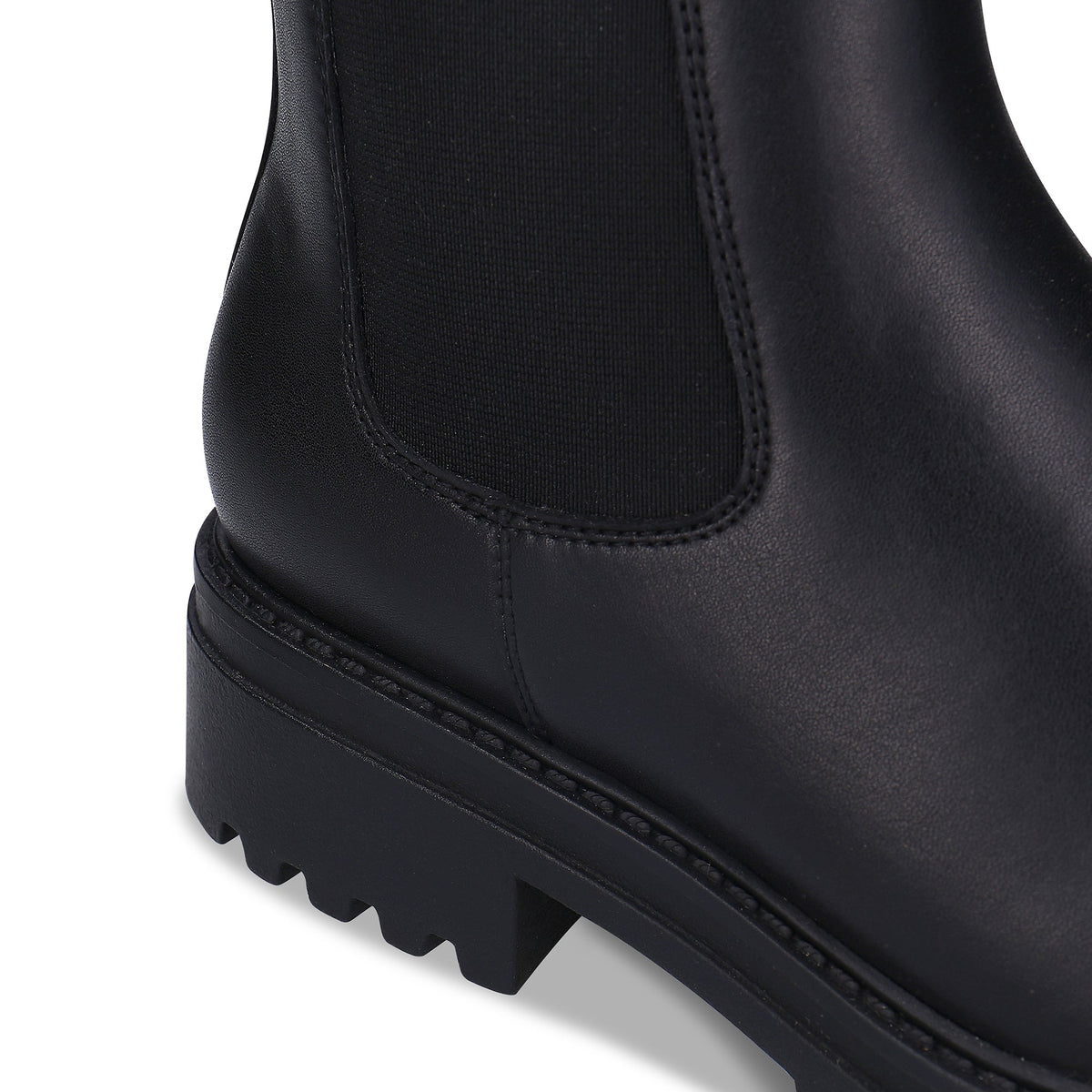 Vegane, halbhohe Chelsea-Stiefel für Damen aus schwarzer Mikrofaser, Größen 36–42