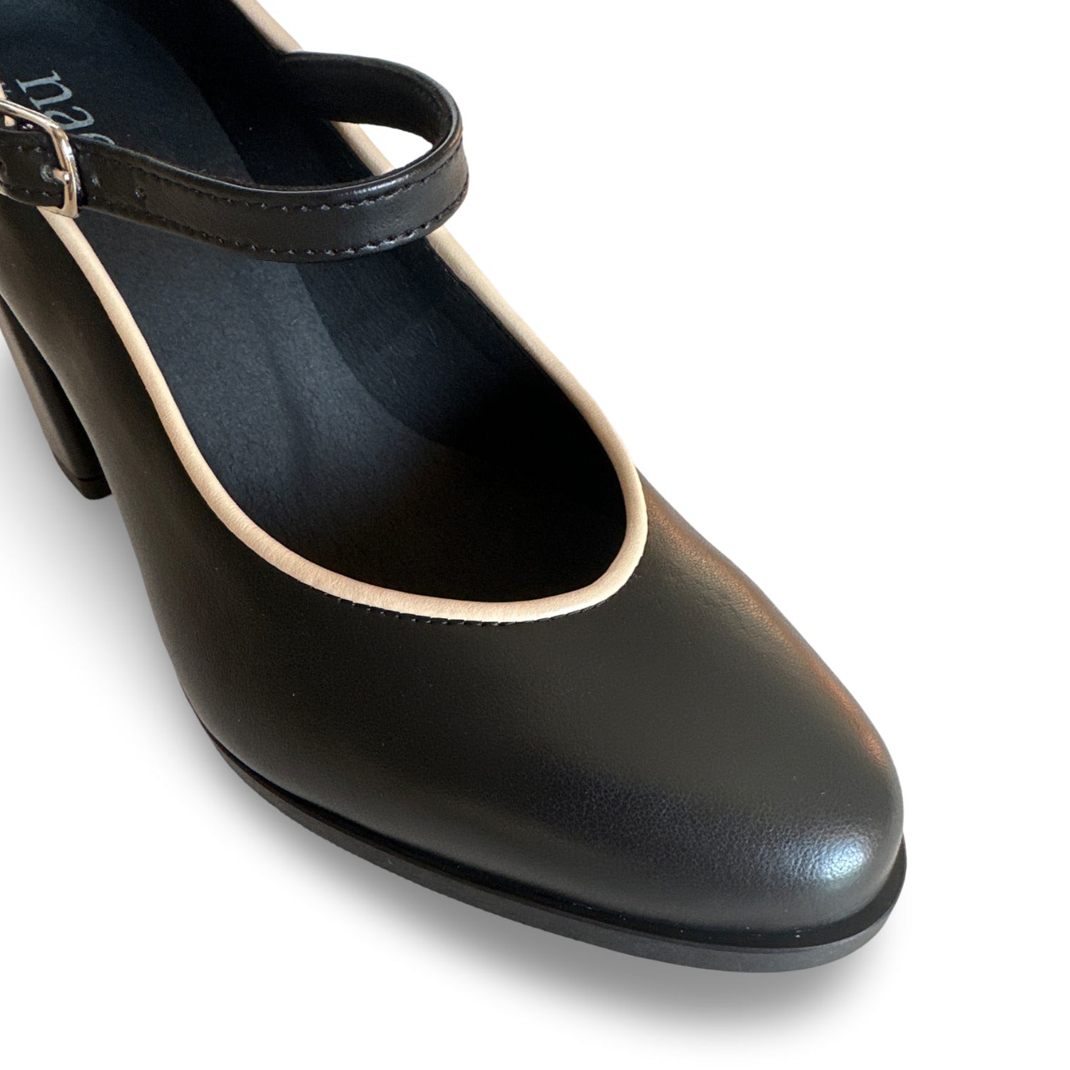 MARTINA - Schwarze Vegane Mary Jane Pumps aus Apfelleder