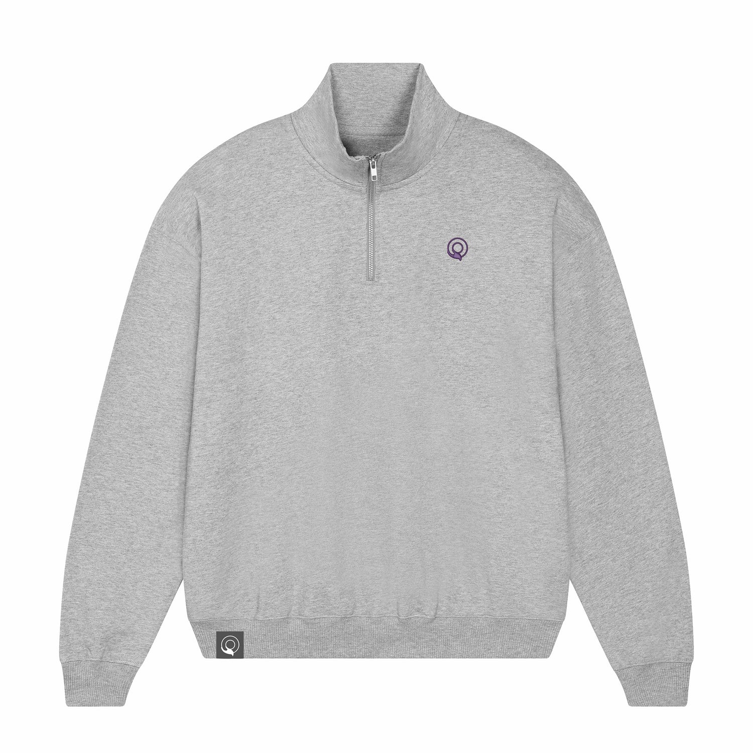 Grey NEW WORLD GUARDIANS CONSCIOUS sweater in 100% organic cotton, sustainable unisex quarter-zip, 6 color options