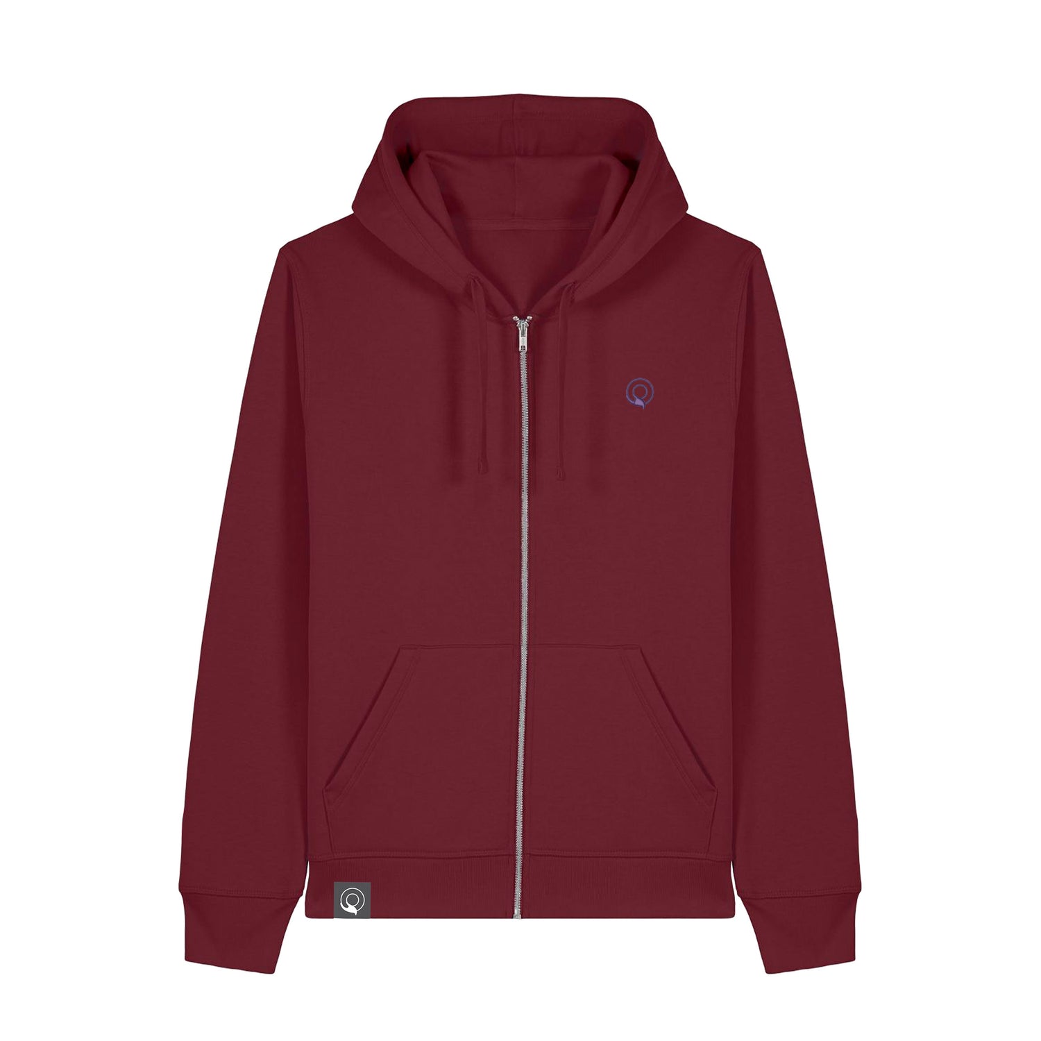 Burgundy red eco-conscious everyday essential – unisex zip hoodie with sustainable construction and versatile style, 12 color options