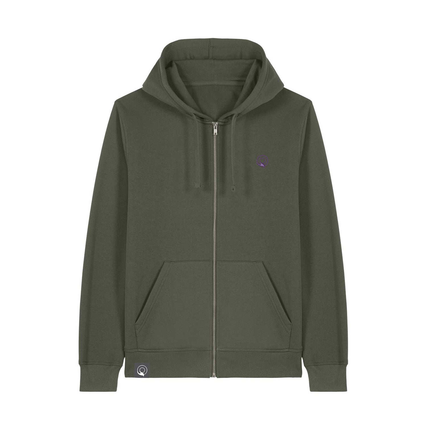 Khaki zeitloser Unisex Kapuzenpullover mit ReiĂźverschluss, Bio-Baumwolle & Recycling-Polyester, bewusst nachhaltig